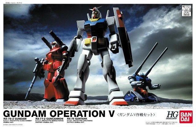 HGUC Gundam Operation V - RX-78-2 Gundam, RX-77-2 Guncannon & RX-75 Guntank (Bandai 1/144)