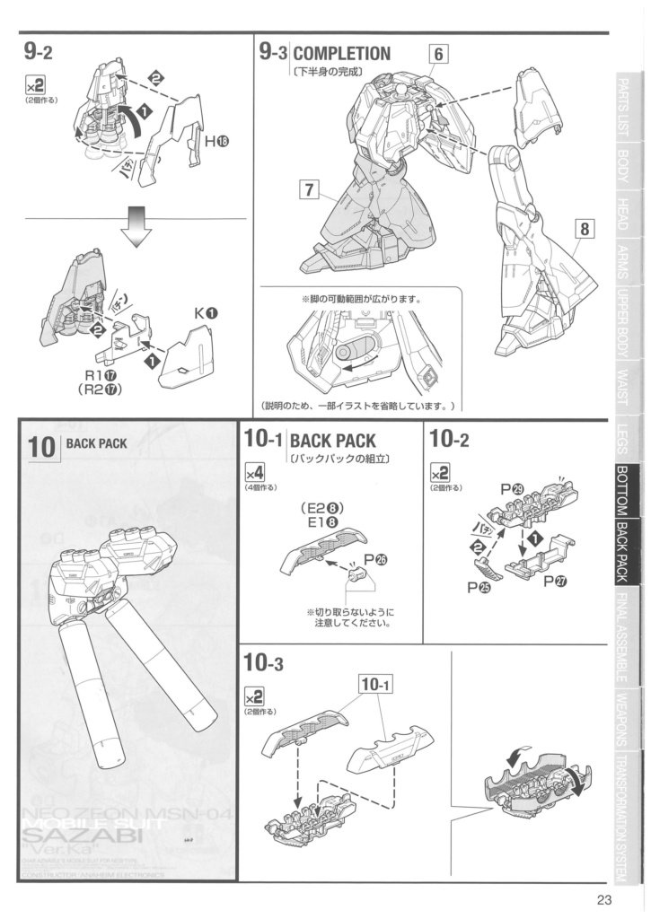 MG Neo Zeon MSN-04 Mobile Suit SAZABI "Ver. Ka" (Bandai 1/100)