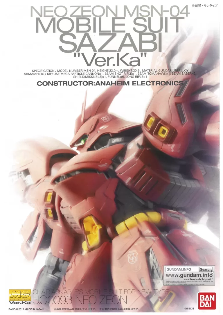 Bandai MG Sazabi manuals 01